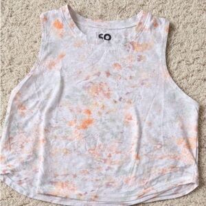 SO Women's Muscle Tee - Orange Splash on White